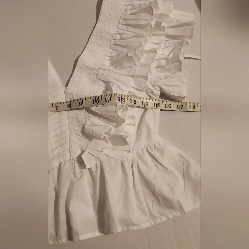 Par Violet V-neck Ruffle Peplum Top in White - Picture 8 of 13